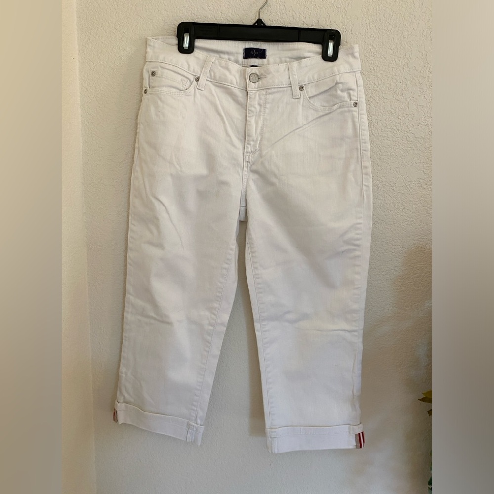 NYDJ Crop Pants LiftXTuck Technology Women's Jeans, White,Size 8